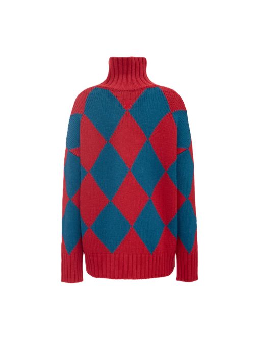 Maglione Argyle La Double J La Double J | PUL0091KNI064VA183RE01PETROLIO/ROSSO